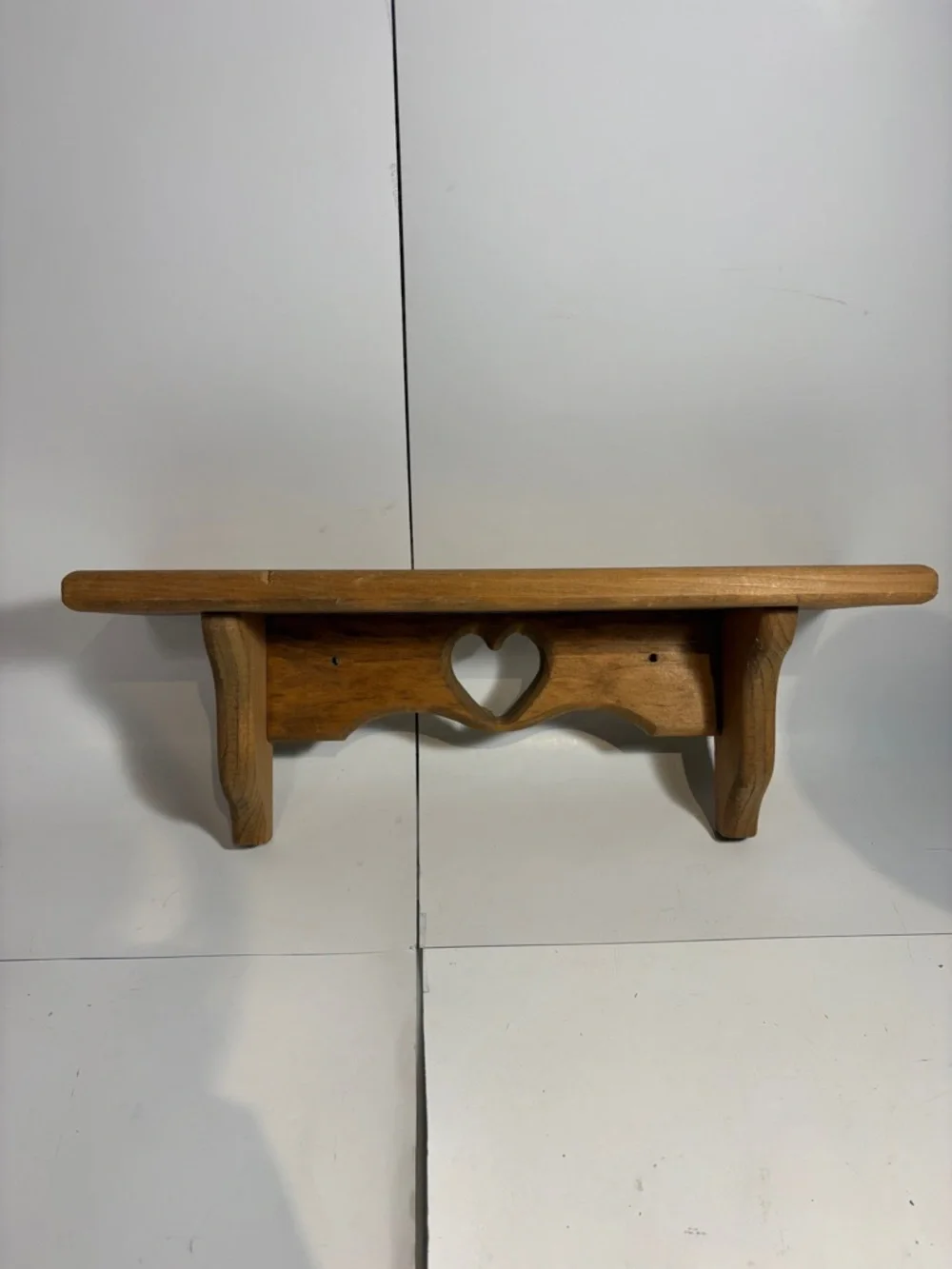 Wooden Heart Accent Wall Shelf - Natural Brown - Size Pictured